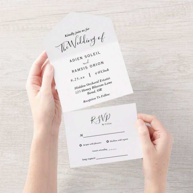 Elegant Modern Song Choice Wedding All In One Invi Invitation (Tearaway)