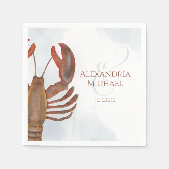Elegant Modern Sophisticated Seafood Lobster Napkin (Front)