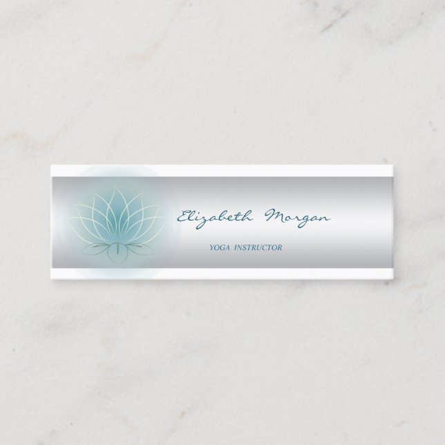 Elegant Modern Sophisticated White ,Lotus Mini Business Card (Front)