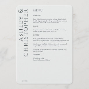 Elegant Modern Space Grey Wedding Menu