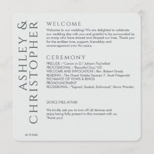 Elegant Modern Space Grey Wedding Programme