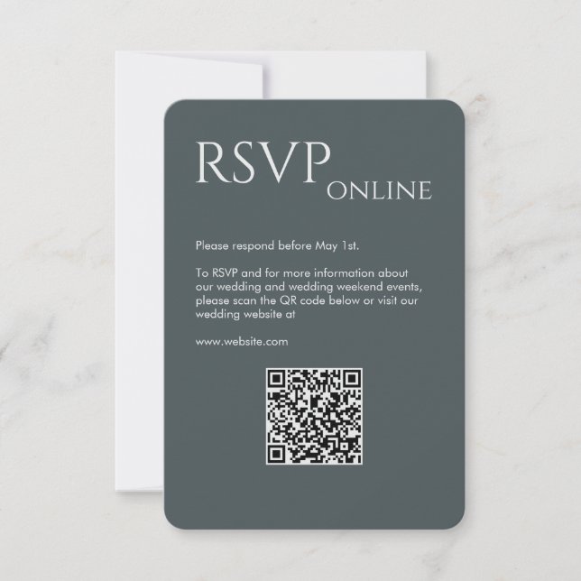Elegant Modern Space Grey Wedding RSVP Card (Front)