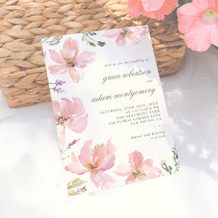 Elegant & Modern Spring Watercolor Floral Wedding Invitation