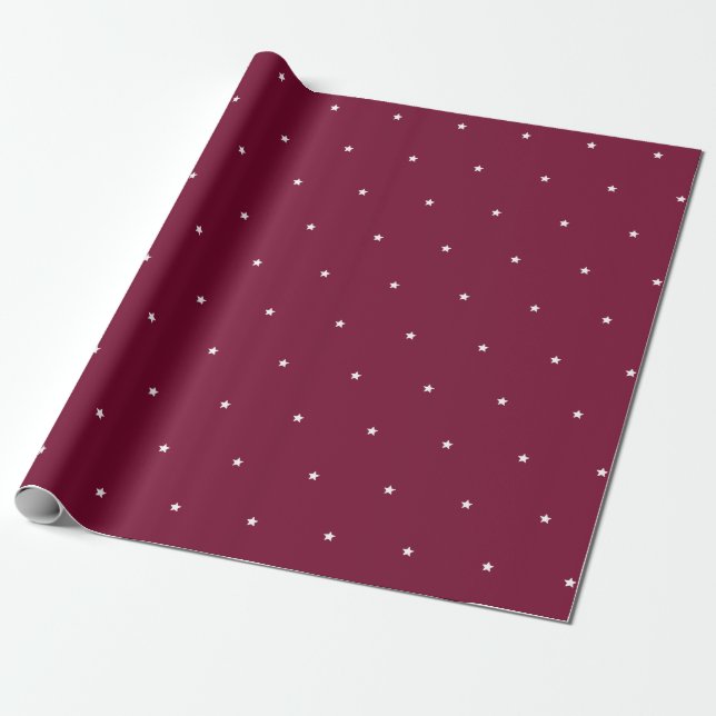 Elegant & Modern Starry Christmas Red Wrapping Paper (Unrolled)