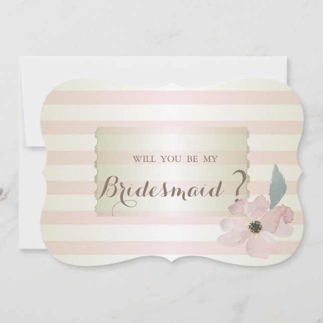 Elegant Modern Striped Flower   Bridesmaid Card (Front)