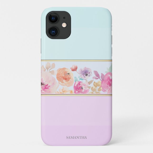 Elegant Modern Striped,Ombre,Flowers -Personalised Case-Mate iPhone Case (Back)