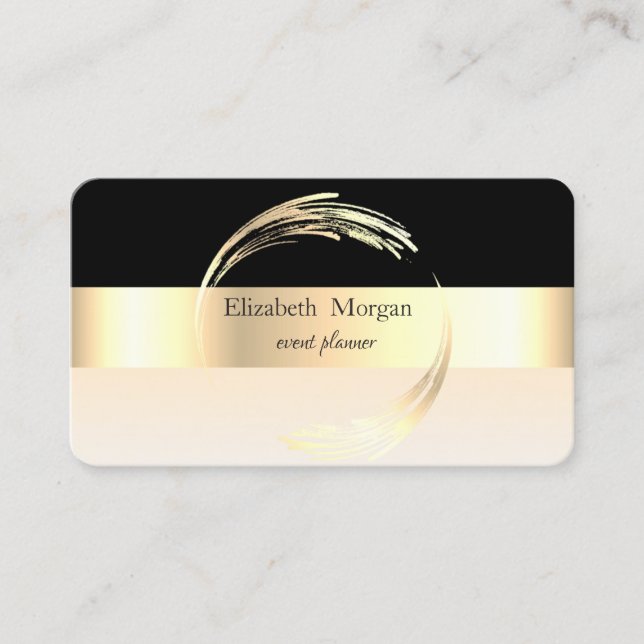 Elegant Modern  Striped Stylish Black,Gold Business Card (Front)