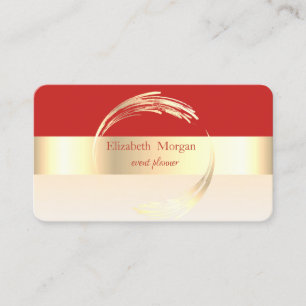 Elegant Modern Striped Stylish Red,Gold Business Card