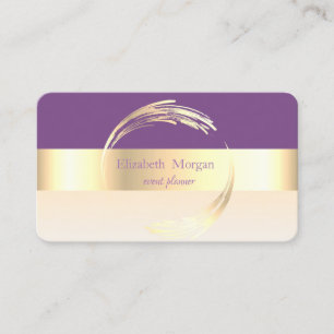 Elegant Modern  Striped Stylish Violet,Gold Business Card