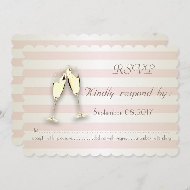 Elegant Modern Stripes ,Glass  Wedding  RSVP Card (Front/Back)