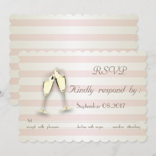 Elegant Modern Stripes ,Glass Wedding RSVP Card
