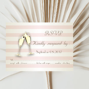 Elegant Modern Stripes ,Glass  Wedding  RSVP Card