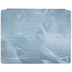 Elegant modern stylish baby blue marble look iPad cover