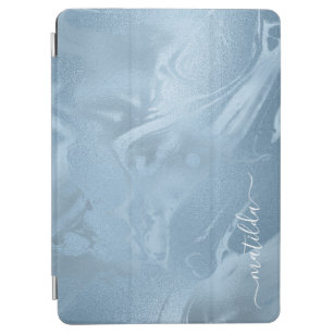 Elegant modern stylish baby blue marble look iPad air cover