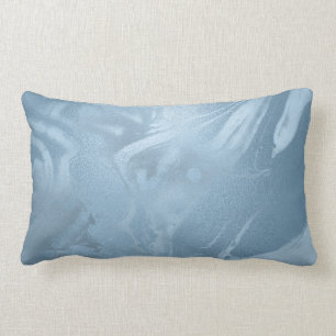 Elegant modern stylish baby blue marble look lumbar cushion