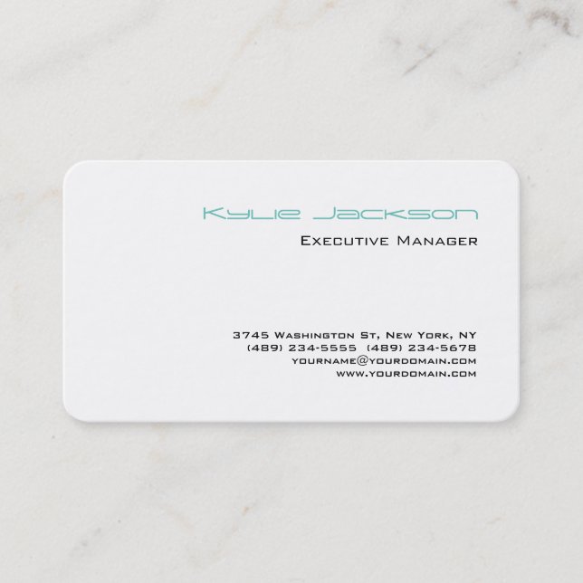 Elegant Modern Stylish Black White Blue Business Card (Front)