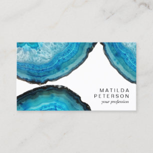 Elegant modern stylish blue agate geode stone business card