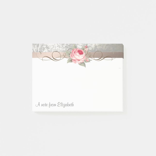 Elegant Modern Stylish,Flower-Personalised Post-it Notes (Front)