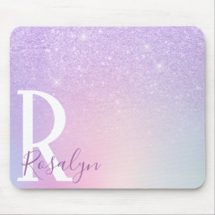 Elegant modern stylish girly ombre purple glitter mouse mat