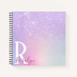 Elegant modern stylish girly ombre purple glitter notebook