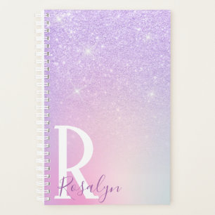 Elegant modern stylish girly ombre purple glitter planner