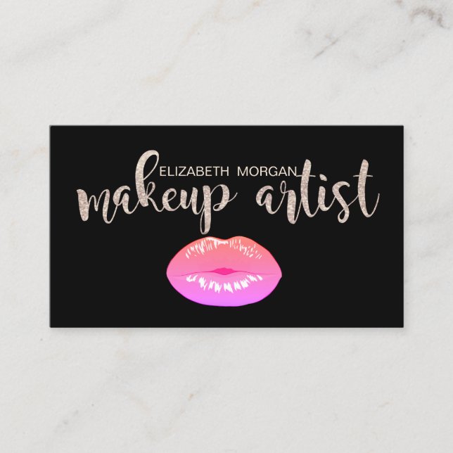 Elegant Modern Stylish Glittery,Lips Business Card (Front)