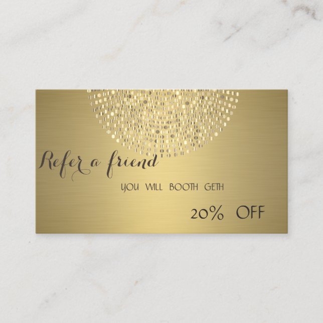 Elegant Modern  Stylish ,Gold Dots Referral Card (Front)