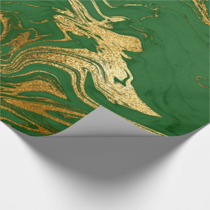 Elegant modern stylish gold & green marble look wrapping paper