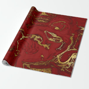 Elegant modern stylish gold & red marble look wrapping paper