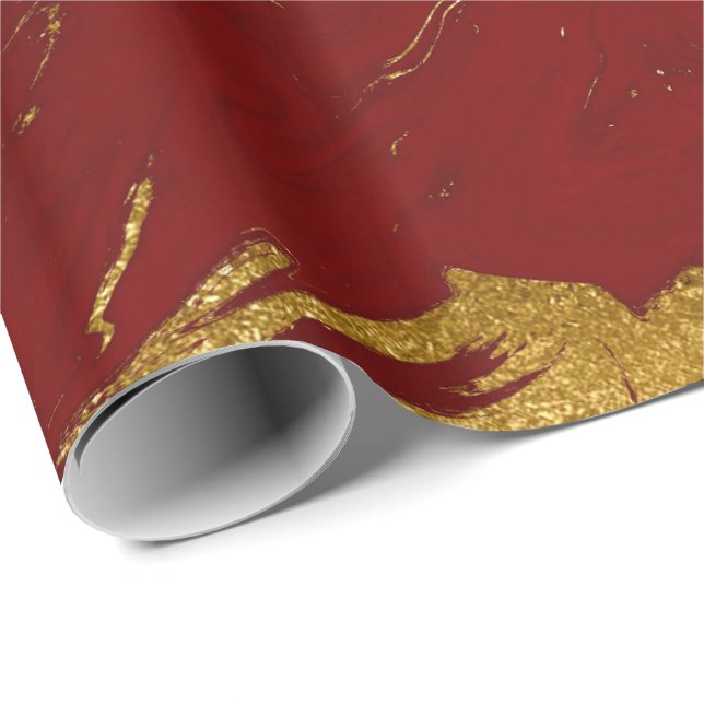 Elegant modern stylish gold & red marble look wrapping paper (Roll Corner)