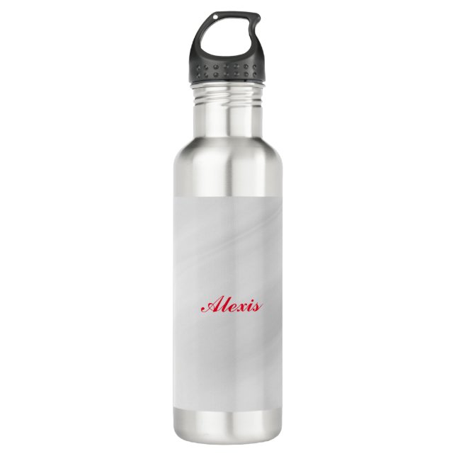 Elegant Modern Stylish Grey Red Name 710 Ml Water Bottle (Front)