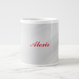 Elegant Modern Stylish Grey Red Name Large Coffee Mug