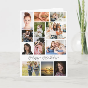 Elegant Modern Stylish Happy Birthday Collage Card