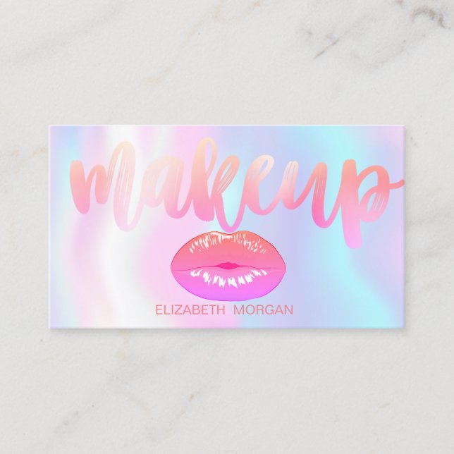 Elegant Modern Stylish Lips,Holographic Business Card (Front)
