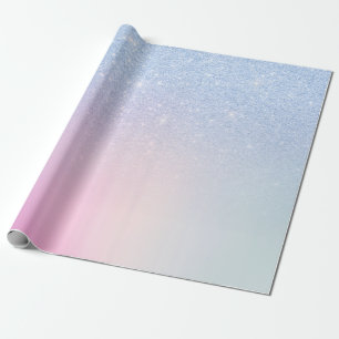 Elegant modern stylish ombre blue glitter rainbow wrapping paper