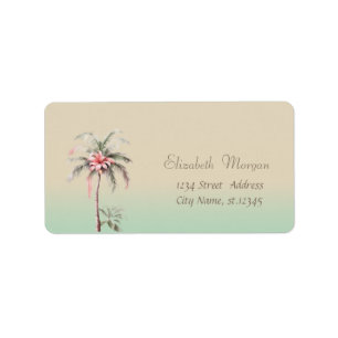 Elegant Modern Stylish,Palm Tree Tropical Flower Label