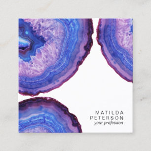 Elegant modern stylish purple agate geode stone square business card