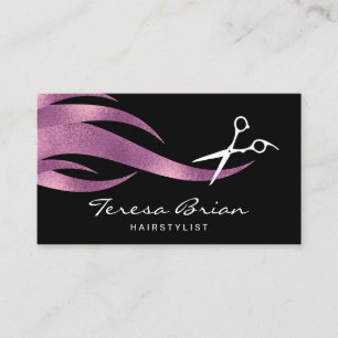 Elegant modern stylish purple scissors hairstylist business card