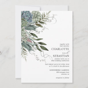 Elegant Modern Succulent Floral Wedding Invitation