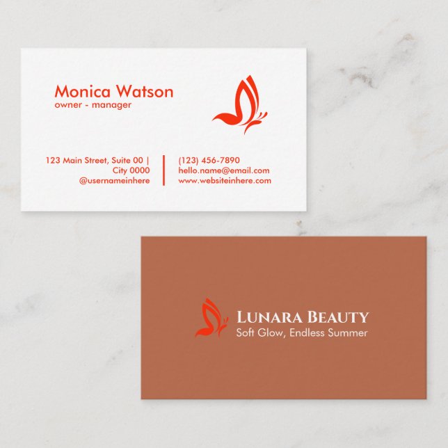 Elegant Modern Summer Theme Beauty Care White Red Business Card (Front/Back)