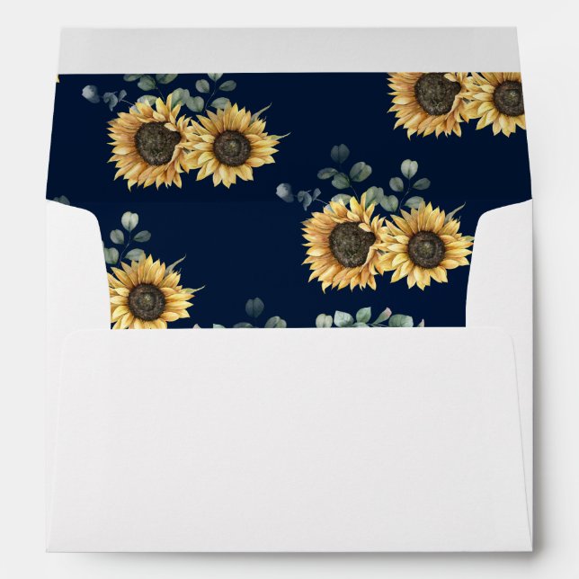 Elegant Modern Sunflower Eucalyptus Wedding Envelope (Back (Bottom))