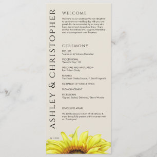 Elegant Modern Sunflower Wedding Programme