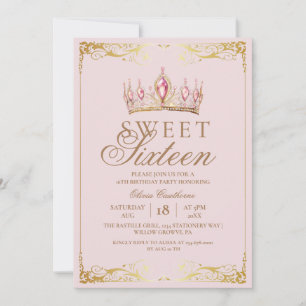 Elegant Modern Sweet 16 Gold Pink Birthday  Invitation