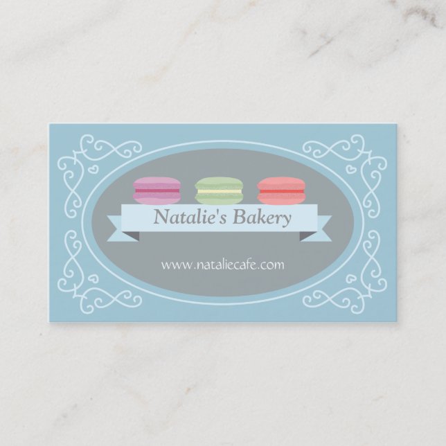 Elegant, Modern, Sweet Macaron, Bakery, Confection Business Card (Front)