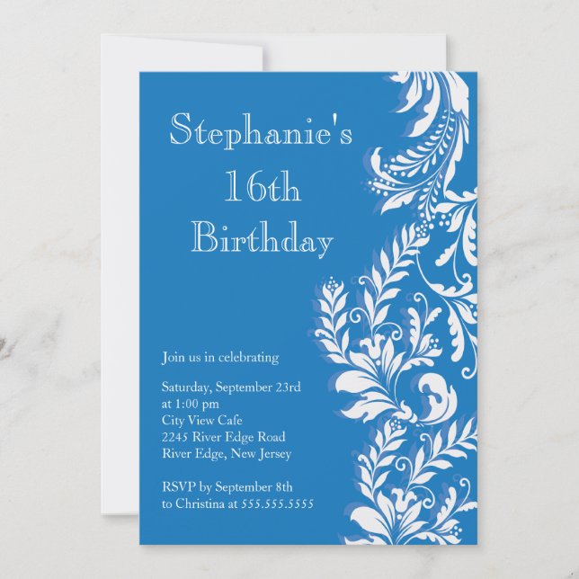 Elegant Modern Sweet Sixteen Birthday Party Invitation (Front)