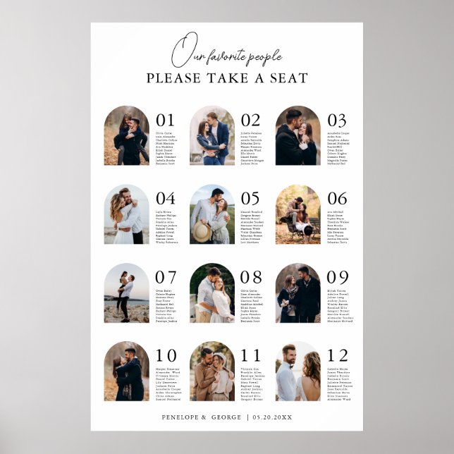 Elegant Modern Table  Photo Wedding Seating Chart (Front)