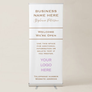 Elegant Modern Tan on White Logo Custom Business Retractable Banner