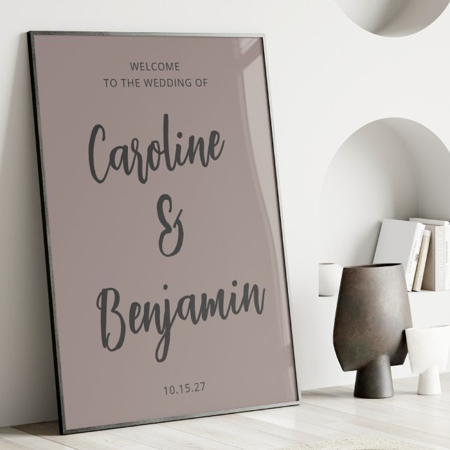 Elegant Modern Taupe and Grey Wedding Welcome  Poster (Creator Uploaded)