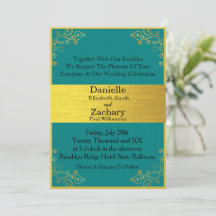 Elegant Modern Teal & Gold Horizontal Wedding 