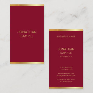 Elegant Modern Template Burgundy Red And Gold Business Card
